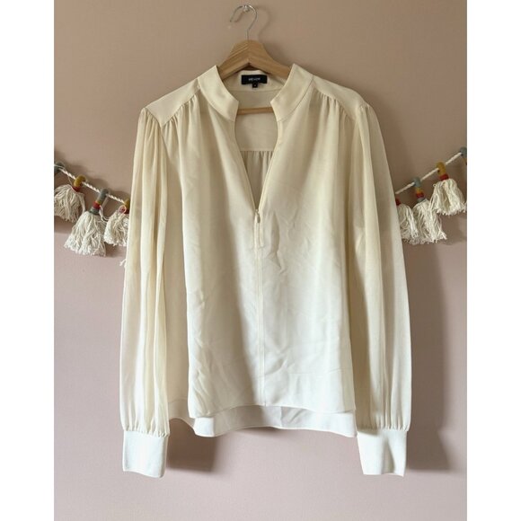 Me+em 100% Silk Cream Zip Up Blouse Feminine Neutral Careerwear Dainty Sheer 16 - Picture 1 of 13